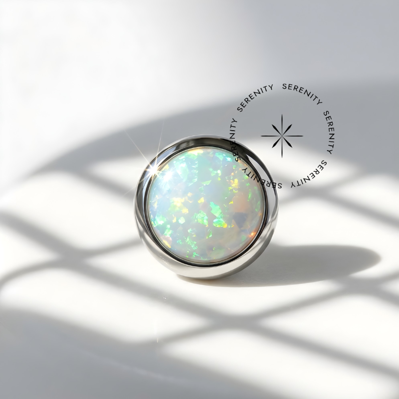 TN1133 Piercing Topo Opala Branca Titânio ASTM F-136