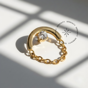 Piercing Topo Arco Zircônia Corrente Titânio e Ouro 18k