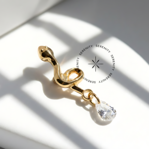 Piercing Topo Cobra Pingente Zircônia Titânio e Ouro 18k