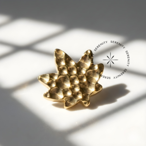 Piercing Topo Folha de Outono Martelada Titânio e Ouro 18k