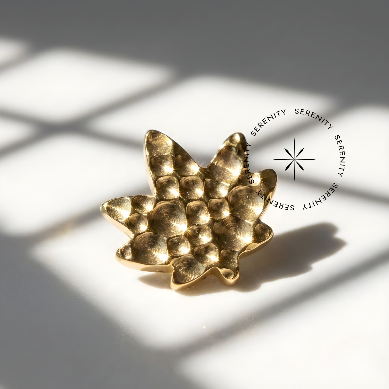 Piercing Topo Folha de Outono Martelada Titânio e Ouro 18k