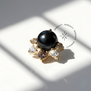 Piercing Topo Ônix e Zircônias Titânio e Ouro 18k