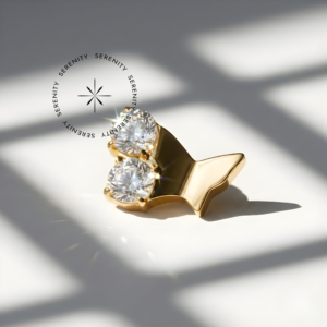 Piercing Topo Borboleta 2 Zircônias Titânio e Ouro 18k