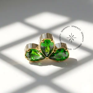 Piercing Topo 3 Gotas Esmeralda Titânio e Ouro 18k