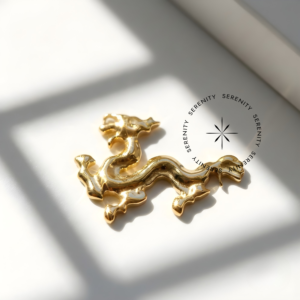 Piercing Topo Dragão Chinês Titânio e Ouro 18k