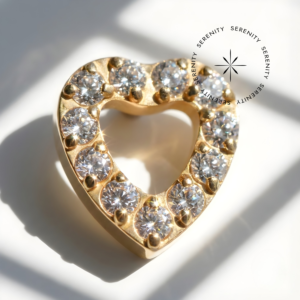 Piercing Topo Coração Cravejado Zircônias Titânio e Ouro 18k