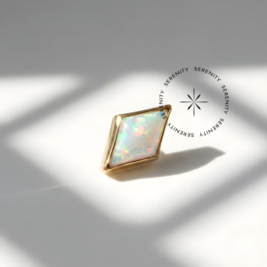 Piercing Topo Losango Opala Titânio e Ouro 18k