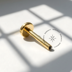 Haste Labret Básica Titânio e Ouro 18k - 1.6mm (Rosca Interna) Serenity Piercings