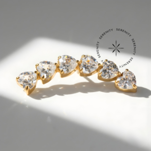 Piercing Topo Cluster 6 Corações Titânio e Ouro 18k