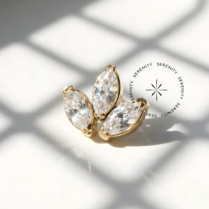 Piercing Topo Cluster 3 Navetes Titânio e Ouro 18k