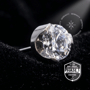 Piercing Ponto de Luz Titânio TT17 sistema push pin Zircônia Premium cravação Prong Flat perfil baixo selo Titânio Mill APP