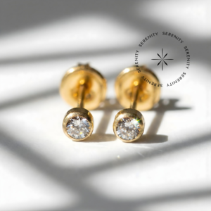 Brinco Ponto de Luz Zircônia Titânio e Ouro 18k Confort (Par)