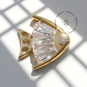 Piercing Topo Big Peixe Zircônias Titânio e Ouro 18k