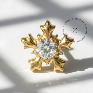 Piercing Topo Floco de Neve Zircônia Titânio e Ouro 18k