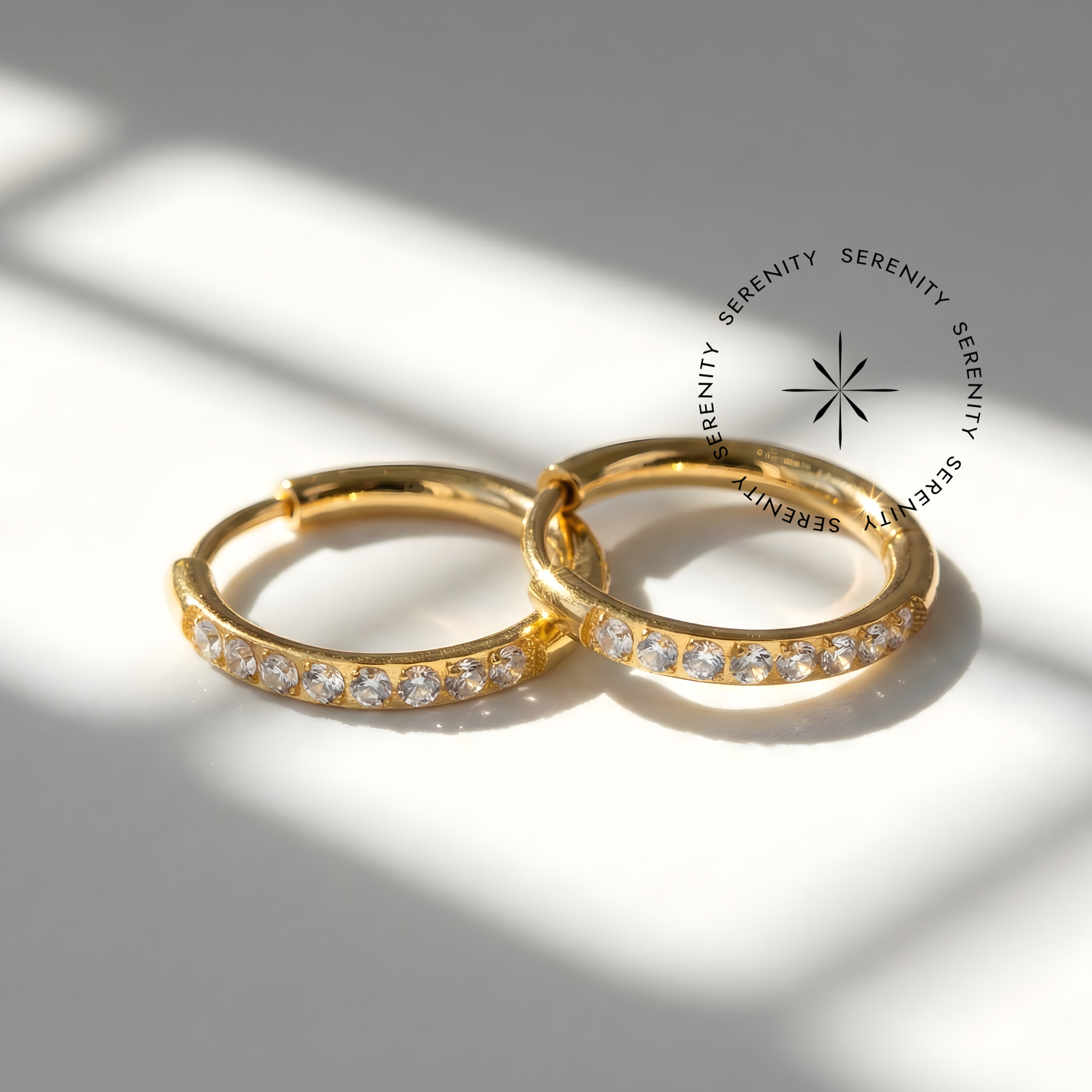 Brinco Argola Cravejada Lux 14mm Titânio e Ouro 18k (Par)