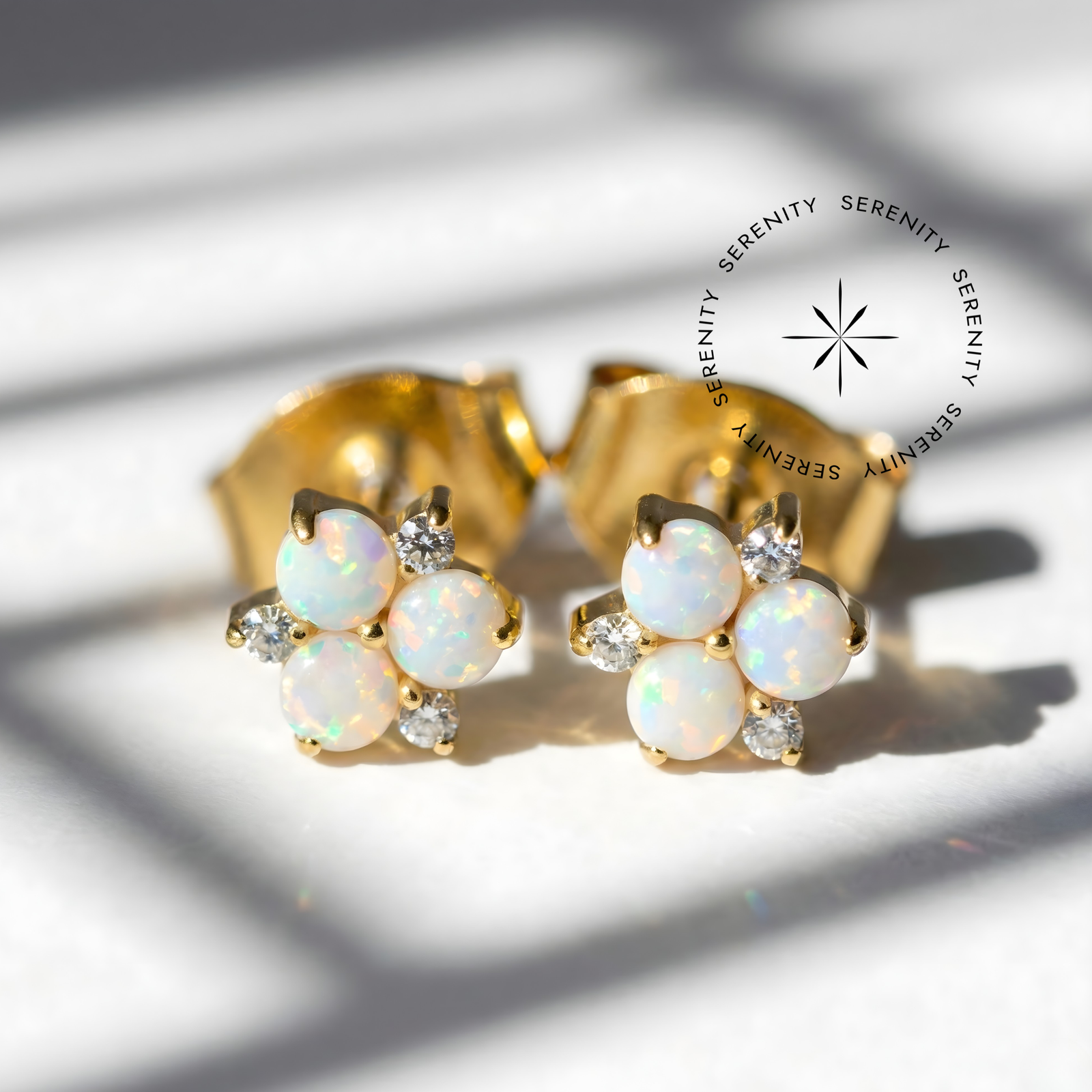 Brinco Trinity Opalas e Zircônias Titânio e Ouro 18k (Par)