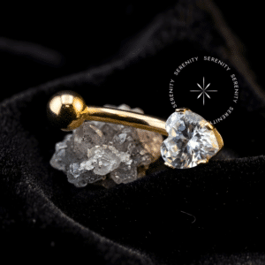 OR12 - Piercing Umbigo Coração - Ouro 18K Maciço