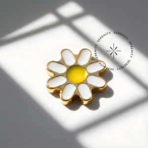 Piercing Topo Margarida Resinada Titânio e Ouro 18k