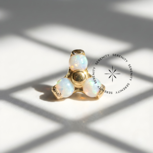 Piercing Topo Trinity Opala Branca Titânio e Ouro 18k
