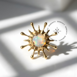 Piercing Topo Opala Jelly Raios Titânio e Ouro 18k