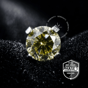 Piercing Ponto de Luz Titânio TT23 cravação perfil baixo Zircônia Premium Amarela e selo Titânio Mill APP.