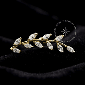 Piercing Galho Ouro OR39 em Ouro 18K Maciço com Zircônias Premium Navete. Ideal para Atualização de Setup de Joalheria de Corpo com total Biocompatibilidade e uso como Piercing Hipoalergênico.