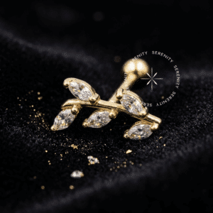 O Piercing Galho Ouro OR32 esculpido em Ouro 18K Maciço atua como Piercing Hipoalergênico e Joalheria de Corpo de alta Biocompatibilidade em sua Atualização de Setup
