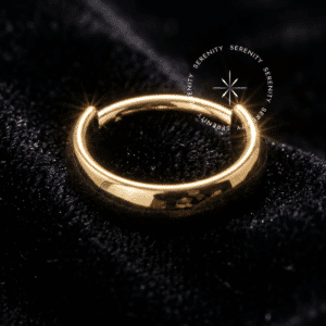 Argola abaulada titânio revestido de ouro 18k com design convexo espesso estilo chunky hoop para perfurações de helix, conch e lóbulo.
