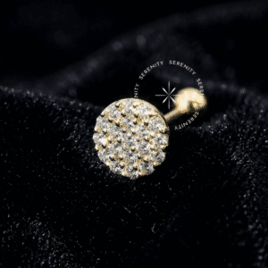 O Piercing Mandala Ouro OR28 esculpido em Ouro 18K Maciço atua como Piercing Hipoalergênico e Joalheria de Corpo de Biocompatibilidade para Atualização de Setup.