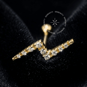 Piercing Microbell Raio Ouro 18K Maciço OR99 cravejado com 9 zircônias cúbicas em garras com rosca externa.