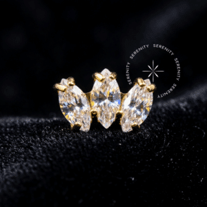 Topo Mini Cluster Navetes em Titânio Revestido de Ouro 18k para Atualização de Setup de Tragus e Forward Helix.