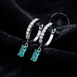 Argola CZ Pingente Baguete brinco antialérgico em titânio puro grau implante com zircônia retangular ideal para lóbulo sensível