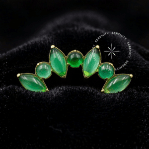 Topo Cluster Jade Sintética em Titânio Revestido de Ouro 18k para Atualização de Setup de Helix e Conch.