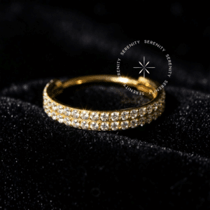 Piercing Argola Cravejada Dupla com duas fileiras de zircônias em titânio revestido de ouro 18k para conch e helix.