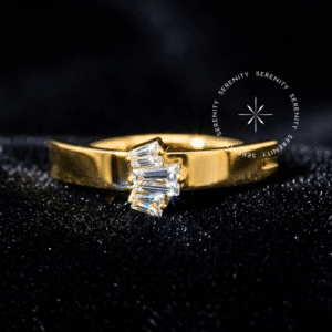 Piercing Umbigo Baguete Titânio revestido de ouro 18k com zircônia premium cristal, trava clicker.