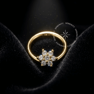 Argola Captive Flor Ouro OR16 com zircônias premium para daith e septo.