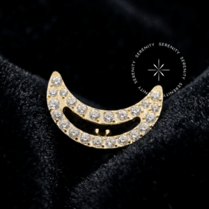 Topo Lua Cravejada em Titânio Revestido de Ouro 18k para Atualização de Setup de Conch e Flat.