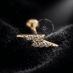 Piercing Raio Ouro 18k OR31 com zircônias premium em cravação garras.