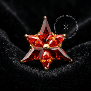 Topo Triangular Zircônia em Titânio Revestido de Ouro 18k com pedras Rubi e Azul para Atualização de Setup de Flat e Conch.