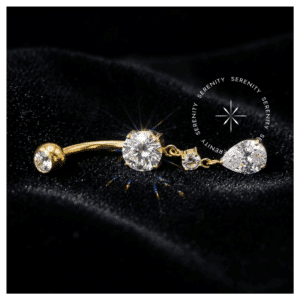 Piercing Umbigo Pingente Gota em Titânio Revestido de Ouro 18k modelo TN1317 da marca Serenity.