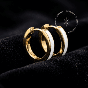 Brinco Argola Clicker Titânio Ouro 18k Resinada White (Par)