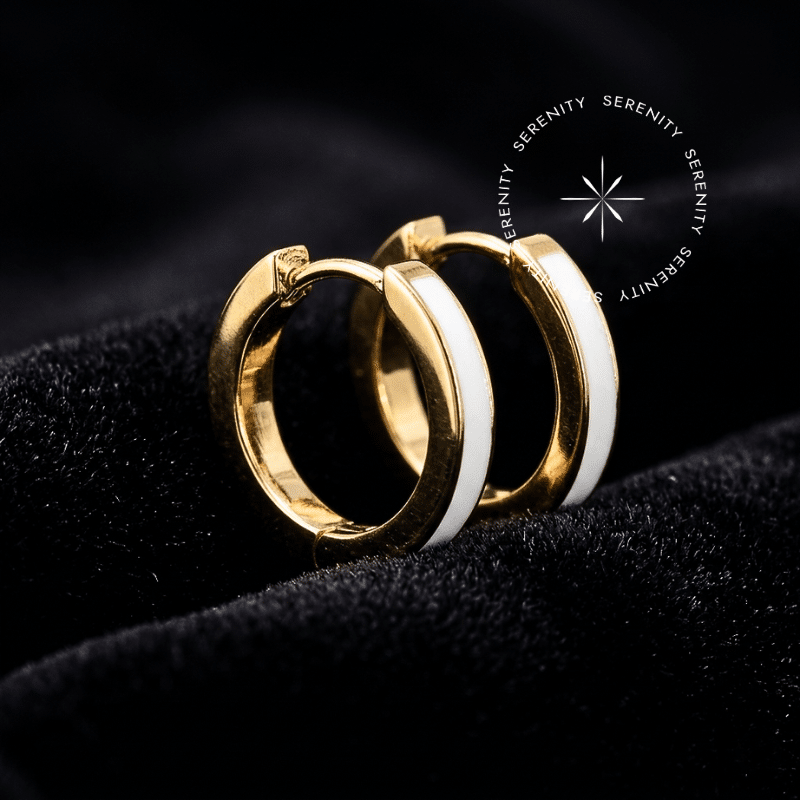 Brinco Argola Clicker Titânio Ouro 18k Resinada White (Par)