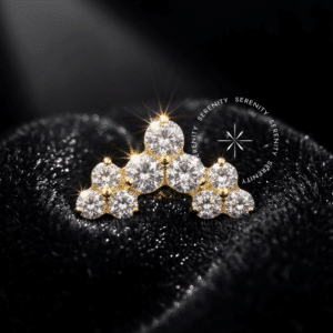 Topo Cluster Trinity em Titânio Revestido de Ouro 18k com Zircônias para Atualização de Setup de Conch e Flat.