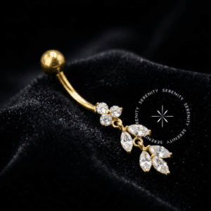 Piercing Umbigo Trinity Navetes em Titânio Revestido de Ouro 18k TN1494.