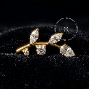 Piercing Galho Titânio Revestido de Ouro 18k TN1211 com Zircônias.