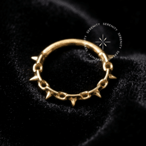 Argola Corrente de Espinhos Titânio Revestido de Ouro 18k com fecho articulado para piercing septo e daith.