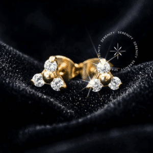Brinco Trinity Zircônia Titânio e Ouro 18k (Par)