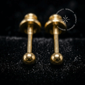 Brinco Esfera Lisa Titânio e Ouro 18k Confort (Par)