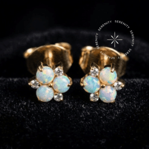 Brinco Trinity Opalas e Zircônias Titânio e Ouro 18k (Par)