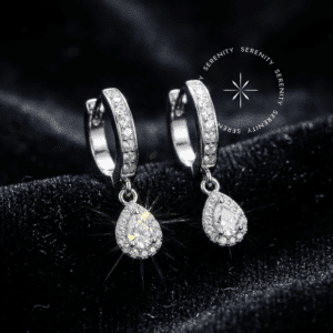 Par de Brincos Argola CZ Pingente Gota antialérgico cravejado com zircônias premium em titânio puro grau implante astm f136 ideal para lóbulo sensível